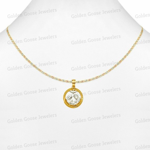 Ciondolo in vero oro bianco o giallo 14 kt battesimo Valentino con catenina