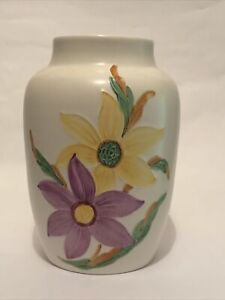 Vintage retro mid century green brown Sylvac X cross design vase pattern 3939 8 inches