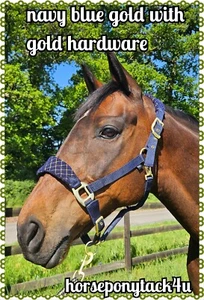 Deluxe Vogue Fleece Headcollar and Rope set pink rose gold,navy gold or black - Picture 1 of 13