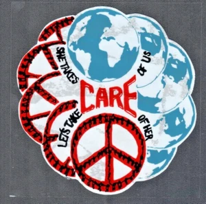 Grateful Dead Decal Vintage Peace Sign Save Earth Let's Care Window Sticker - Picture 1 of 1