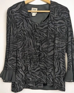 Blusa de Fiesta R&M Richards Karen Kwong Talla 12 Negra Brillante Transparente Chaqueta Top. - Imagen 1 de 9