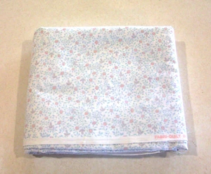 White with Pink and Blue Floral Print Cotton Blend Fabric Sewing 144"x44" (4 yd) - Picture 1 of 1