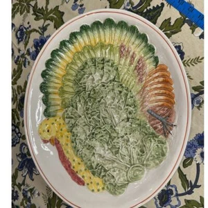 RARE Vintage Hand Painted Made in Italy Turkey Platter Oval Vietri Nieman Marcus - Picture 1 of 6