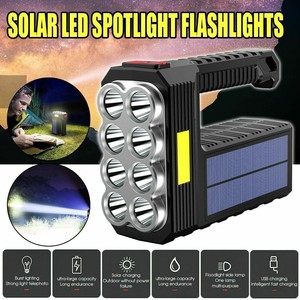 Solar Rechargeable LED Searchlight Super Bright Handheld Spotlight Flashlights
