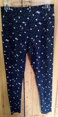 Vera Bradley Leggings Womens M Flower Navy Polka Dot Athletic Lounge Yoga Pants - Image 1 of 3