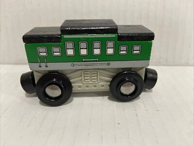 2007 KidKraft Wooden Train Green Passenger Coach Car Fits BRIO Thomas Magnetic - Image 1 of 4