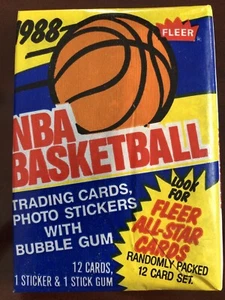 1988-89 Fleer Basketball Wax Pack Sealed Pippen Miller Jordan English Sticker - Picture 1 of 2