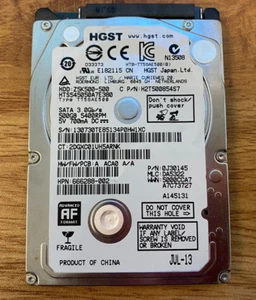 DISCO DURO SATA HGST 500 GB 2,5" 5400 RPM DISCO DURO Z5K500-500 HTS545050A7E380 *TAL CUAL* - Imagen 1 de 5