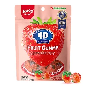 AMOS 4D Strawberry Burst Fruit Gummy - 3oz Tik Tok Viral - Picture 1 of 1