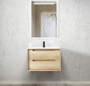 750*460*550mm Byron Natural Oak Plywood Wall Hung Vanity - Picture 1 of 21
