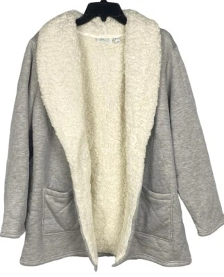 Denim & Co. Women Active Jersey Bonded w/ Sherpa Open Front Cardigan Size L - Image 1 of 4