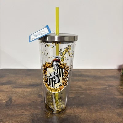 Vaso Harry Potter Hufflepuff Brillo Taza con Paja 20oz Acrílico Spoontiques Inc Foto 1 de 4