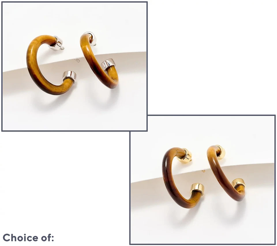 Affinity Gems Carved Opaque Tiger Eye Gemstone 3/4" Sterling Silver Hoop - Image 1 of 1