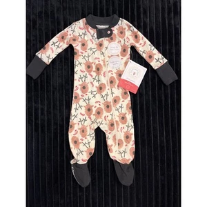 NUEVO CON ETIQUETAS Burts Bees Baby NB Algodón Orgánico Unisex Renos Jammies - Acogedor Pies - Imagen 1 de 3
