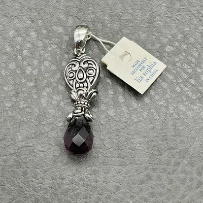 Кулон Lia Ophia серебристого тона аметист фиолетовый граненый каплевидный капельный амулет новый с Ярлыками - Изображение 1 из 4