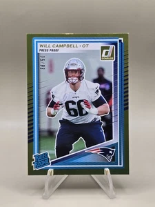 2025 Donruss Will Campbell Gold Press Proof Rated Rookie /50 Patriots - Bild 1 von 3