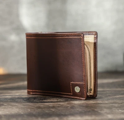 Wallet Mens Rfid Blocking Genuine Leather Coin Pocket Mens Bifold Cards Money - Image 1 of 4