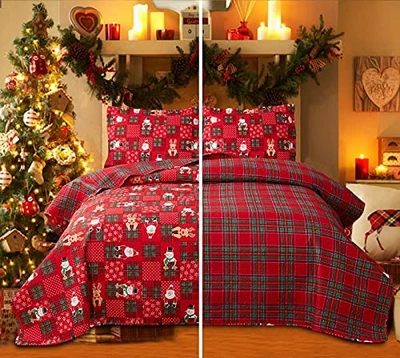 Christmas Quilt Set King King(Quilt 108"*96") Christmas Elk Snowman(ab Side) - Image 1 of 4