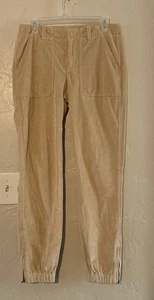 BANANA REPUBLIC Beige CORDUROY JOGGER UTILITY STRAIGHT LEG PANTS WOMENS SZ 6L - Picture 1 of 4