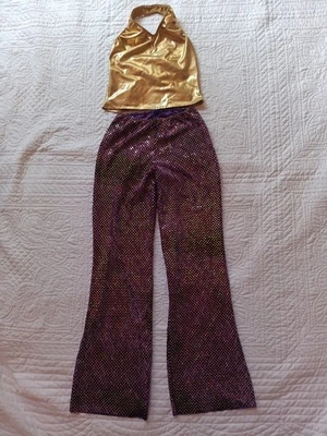 Teen's DANSCO DANCE Sparkly Pants Gold TOP HALLOWEEN Costume Size Small - Image 1 of 4