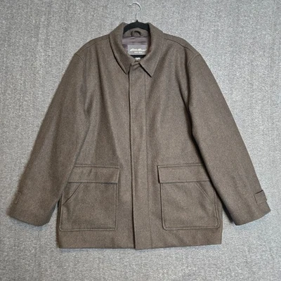 Eddie Bauer Insulated Wool Chore Coat Black Full Zip Large Quilted Lining - Image 1 of 4