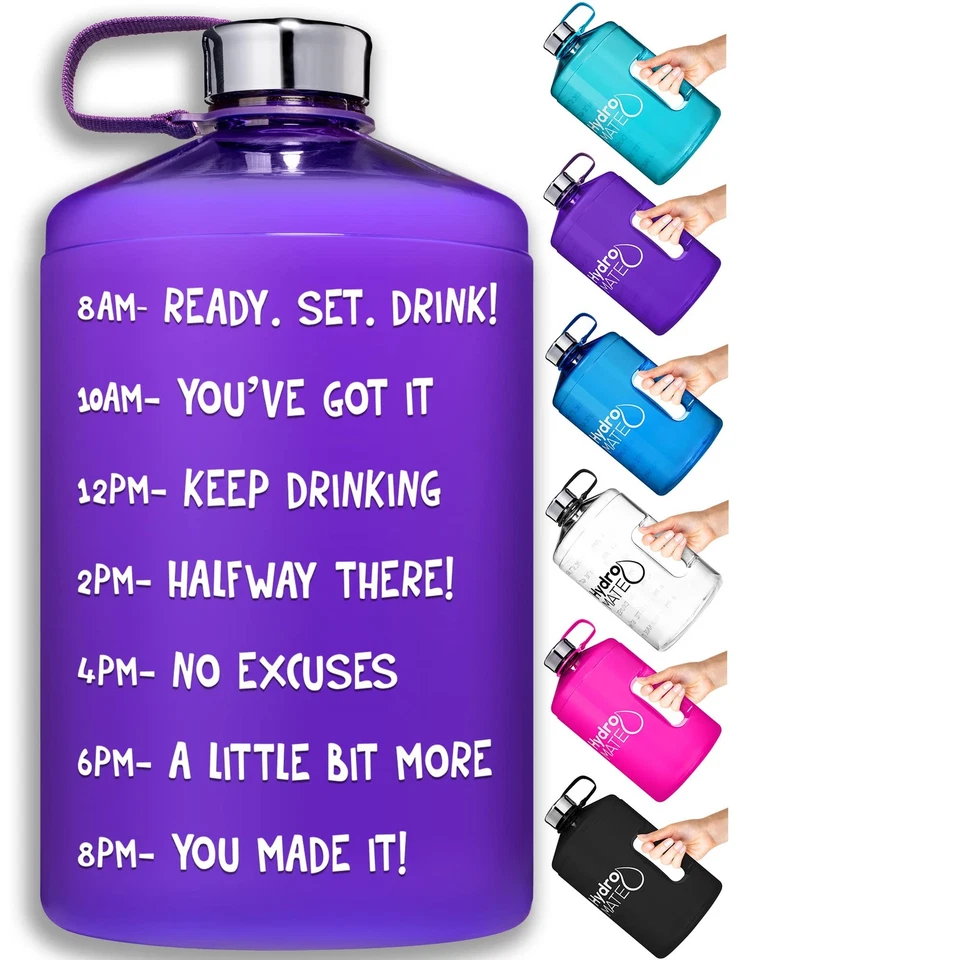 HydroMATE Large Gallon 128 oz Motivational Water Bottle Purple - Image 1 of 4