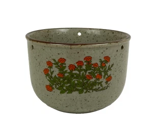 Vintage Takakshi Speckled Stoneware Hanging Floral Planter Japan 5"x 3.5" - Picture 1 of 10