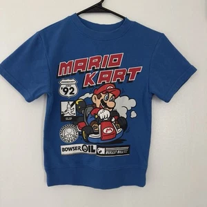 Mario Kart Kid's Blue Short Sleeve Sweatshirt Style Shirt Size 7 - Excellent - Picture 1 of 7