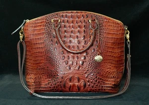 Brahmin Duxbury Satchel Purse Large Pecan Crocodile Brown Melbourne Bag Aligator - Picture 1 of 17