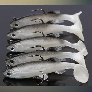 5Pcs Rubber Hook Bait Weighted Soft Jelly Fishing Lure Paddle Roach Perch Pike - Picture 1 of 10