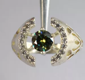 Green Diamond Solitaire 1.85 Ct Round Cut Certified Men's Ring Good Luck Gift - Picture 1 of 8