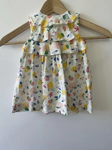 Petit Bateau Baby Girls White Fruit Print Summer Dress Size 6 Months BNWT - Picture 1 of 12