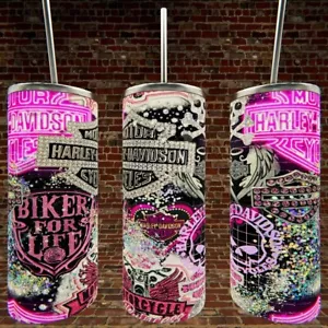 Harley Pink Bling Tumbler Design for 20oz Tumblr, Gift For Her - Picture 1 of 2