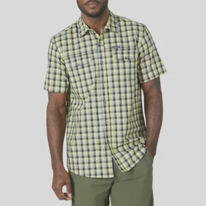 Wrangler Men’s Short Sleeve Shirt,UPF 40 Protection,Mini Check Primrose Yellow,L - Picture 1 of 4