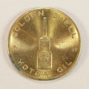 Golden Shell Motor Oil Vintage Advertising Giveaway Coin Token 1940s-50s - Picture 1 of 2