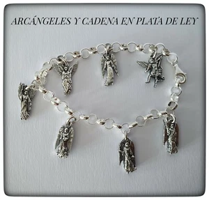 PULSERA ARCANGELES PLATA MIGUEL RAFAEL GABRIEL ARCHANGELES SILVER BRACELET - Picture 1 of 9