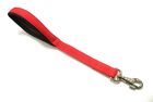 18" Short Close Control Dog Lead Leash Padded Handle 25mm Strong Red Webbing