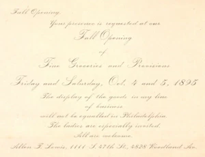 1895 Advertisement Grand Opening Of "Fine Groceries and Provisions" Free Samples - Picture 1 of 3