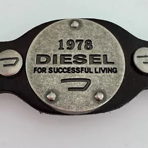 Vintage Diesel Black Leather Silver Studded Bracelet Cuff - Picture 1 of 4
