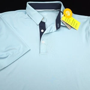 NEW! PUMA GOLF POLO SHIRT -M- POWDER BLUE NAVY POLY PERFORMANCE STRETCH SOFT - Picture 1 of 8