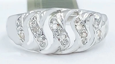 GENUINE DIAMOND DOME RING 10K WHITE GOLD - Made in USA - Free Appraisal Service - Image 1 of 4