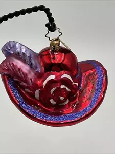 Vintage Christopher Radko • Red Hat Hatter • Art Glass Christmas Ornament - Picture 1 of 12