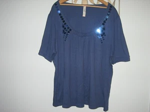 Top para mujer talla 26/28 usado en excelente estado L.A. azul marino plus brillo - Imagen 1 de 3