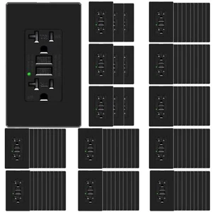 Receptáculo interruptor circuito falla tierra GFCI Outlet 20 Amp TR WR negro × 100 - Imagen 1 de 12