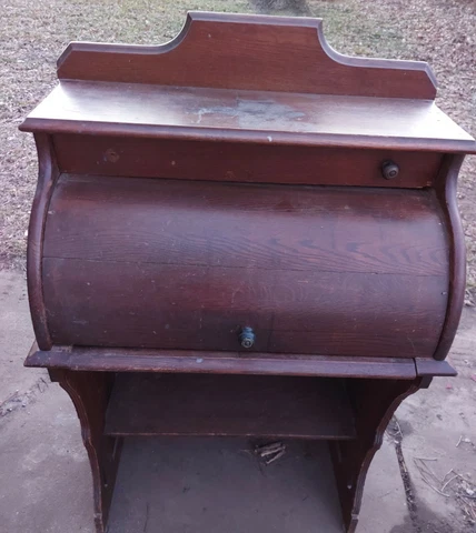 Vintage Child’s wooden Roll Top Desk - great design, rolls nicely needs TLC Cover