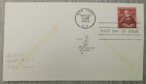 First Day Of Issue Andrew Carnegie NY 1960 Peace Vintage Stamp Envelope Cover - Picture 1 of 6