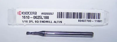 1/16» (.0625») твердосплавный конец фрезы 2 флейты AlTiN пальто KYOCERA 1610-0625L188 США - Изображение 1 из 3