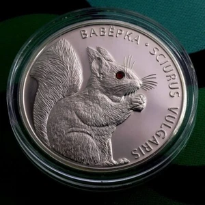 Bielorussia 2009, SCOIATTOLO, 20 rubli, 1 oz argento, cristallo Swarovski - Foto 1 di 4