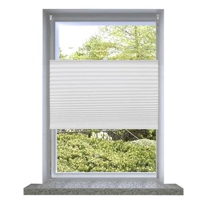 White Pleated Blind 70x125cm Crepe Fabric Aluminum Top & Bottom, Easy Mount - Picture 1 of 5