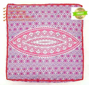 Boho Hippie Yoga Pillow Case Indian Cushion Cover Pink Mandala Meditation - Picture 1 of 8